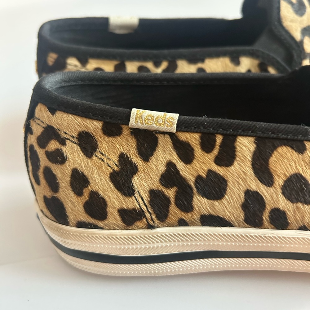 Keds x Kate Spade Double Decker Sneakers Leopard Pony Tan Slip On 7.5 - Picture 9 of 11